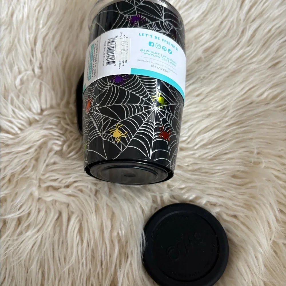 Swig Itsy Bitsy Travel Mug 18 oz Spiderweb Halloween Coffee Cup Tumbler NEW